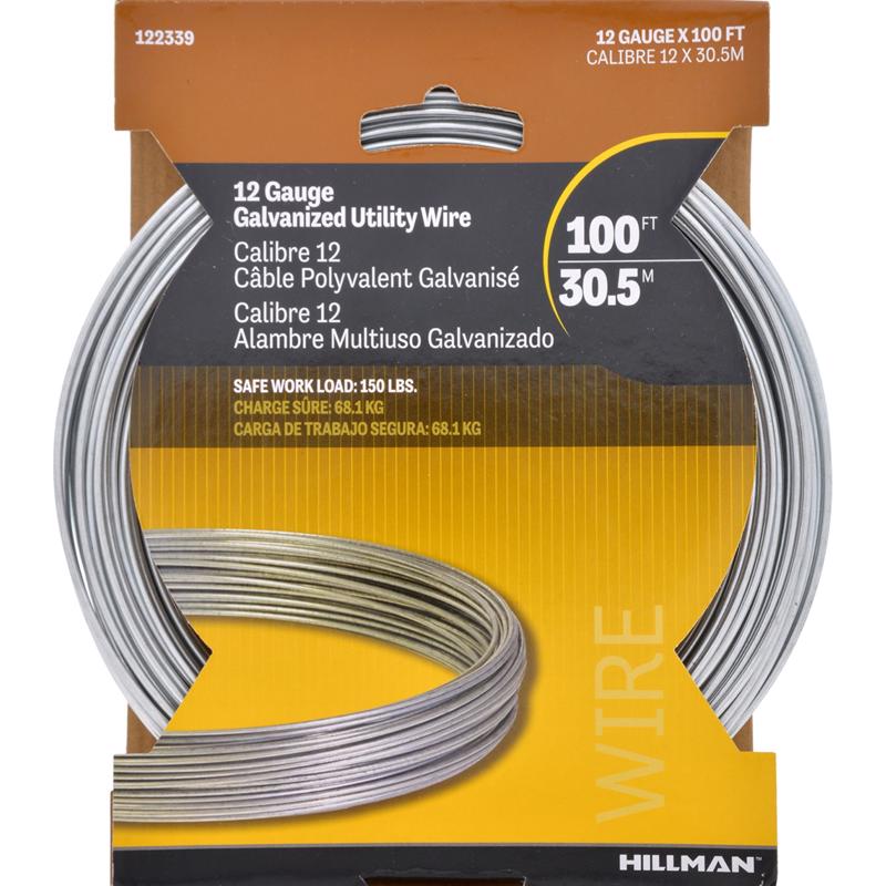 Emery Jensen 12GA galvanized wire, 100-foot length, suitable for stove pipe, weaving, or mechanical applications.