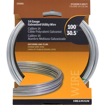 Steel 14GAX100' wire from Emery Jensen, designed for stovepipe weaving and mechanical applications.