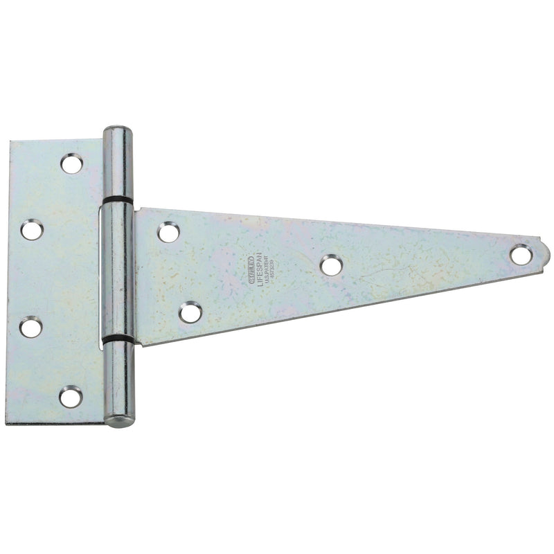 Extra heavy zinc T-hng strap and tee by Emery Jensen, showing durable metal construction with zinc finish for secure connections.