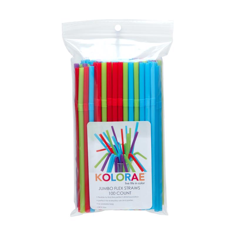 Flexible drinking straws by Emery Jensen, shown in various colors, made of durable material for beverage sipping.