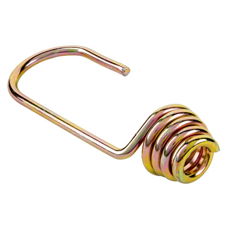 Set of 10 Emery Jensen Bunge CRD hooks, gold color, 1/4 inch length, used for stretch cords and securing loads.