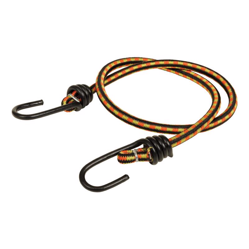 Set of 10 Emery Jensen 30-inch orange and yellow bungee cords with hooks, versatile stretch cords for securing items.