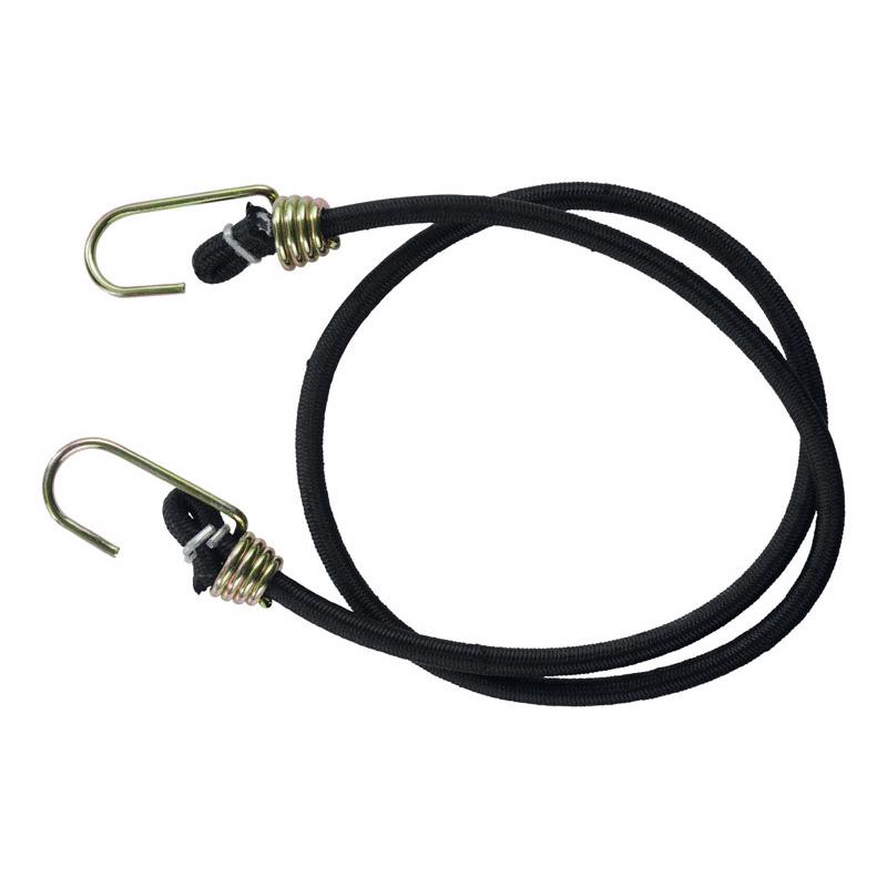 Black 40-inch bungee cords with hooks from Emery Jensen, pack of 10, flexible stretch cords for securing items.
