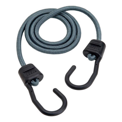 Set of 10 Emery Jensen gray 48-inch bungee cords with hooks, ideal for securing and bundling items.