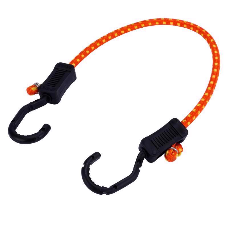 Pack of 10 Emery Jensen multi 20-inch bungee cords with hooks, durable stretch cords for securing items.