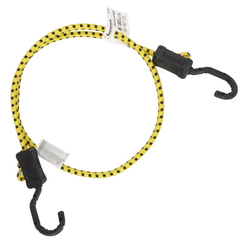 Yellow bungee cords with hooks, Emery Jensen 40-inch stretch cords, pack of 10, versatile tension straps for securing items.