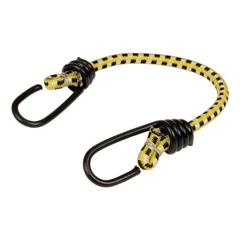 Set of 10 yellow 13-inch bungee cords with hooks by Emery Jensen, versatile stretch cords for securing items.