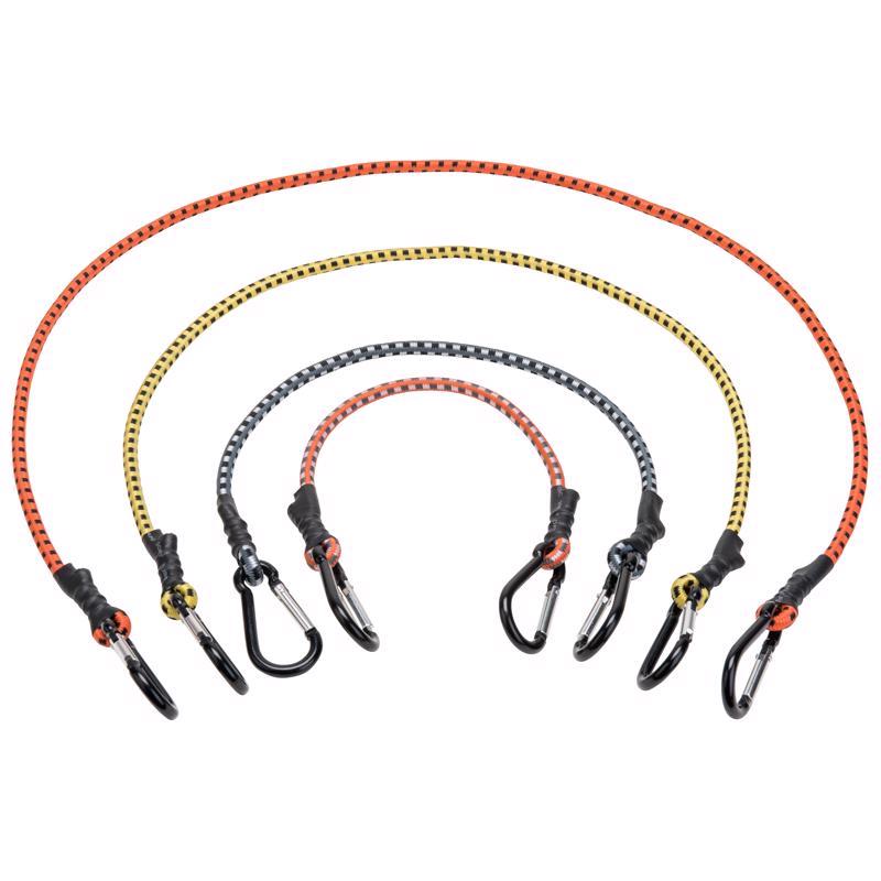 Emery Jensen Bungee Mini CARNR 12-pack of stretch cords with hooks, shown in a close-up image of the bundle.