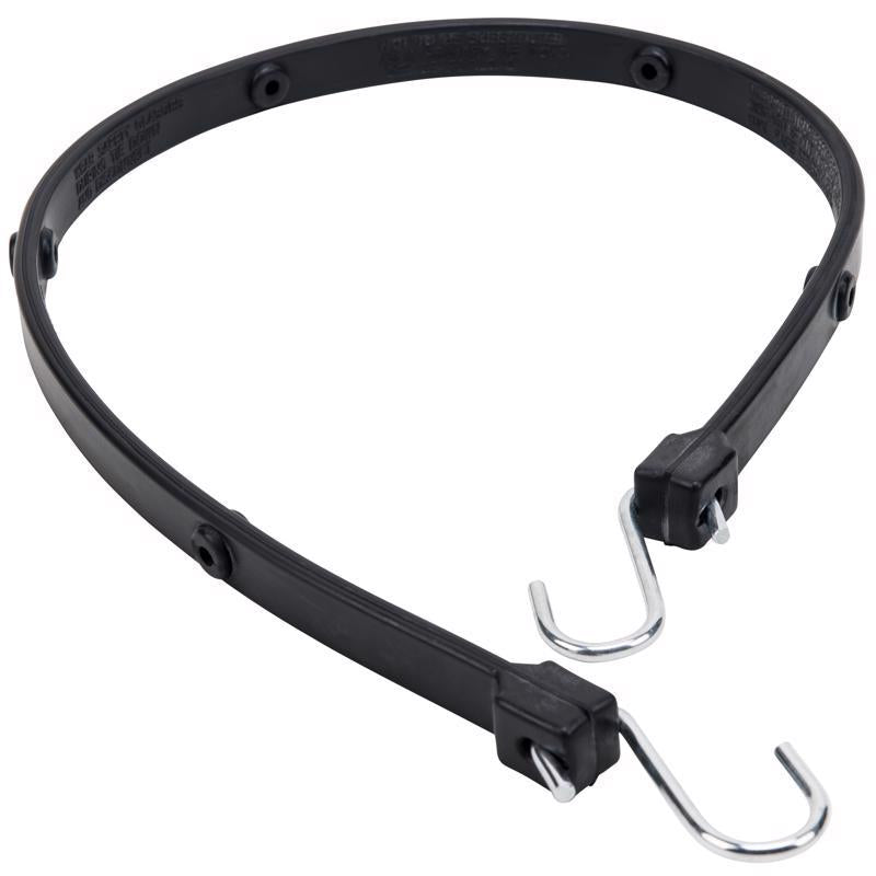 Black Versa Strap 36-inch stretch cords with hooks by Emery Jensen, designed for securing items during transport.