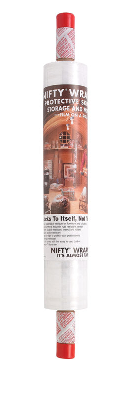 Emery Jensen stretch/shrink wrap film, nearly 20 inches by 1000 feet, used for securing and protecting packages.