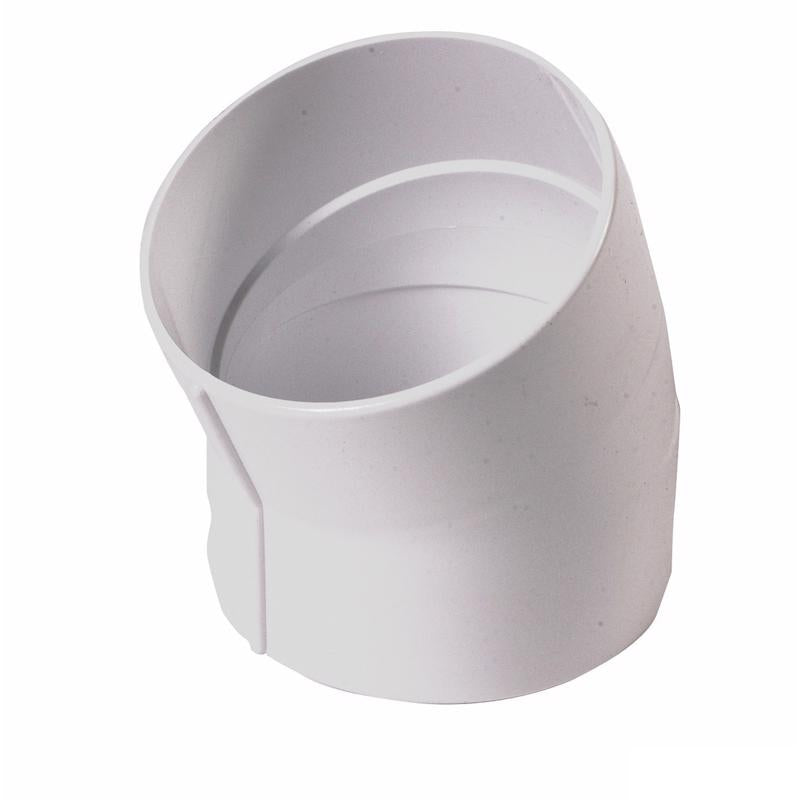 Emery Jensen 3-inch PVC bend fitting for SWR and drain systems, made of sturdy styrene/PVC material for plumbing applications.