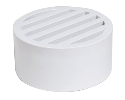Emery Jensen 3-inch PVC drain grate, styrene/SVR drain fitting, with a grid pattern for outdoor drainage systems