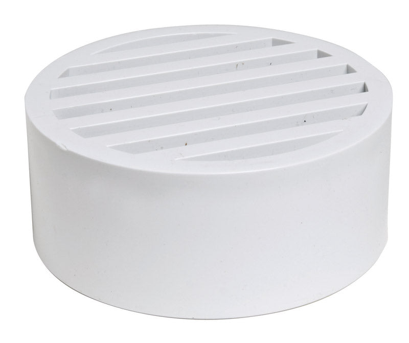 Emery Jensen 4-inch PVC drain grate with styrene and PVC construction, designed for SWR drain fittings.