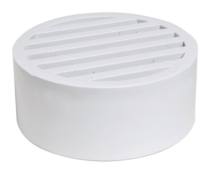 Emery Jensen 4-inch PVC drain grate with styrene and PVC construction, designed for SWR drain fittings.