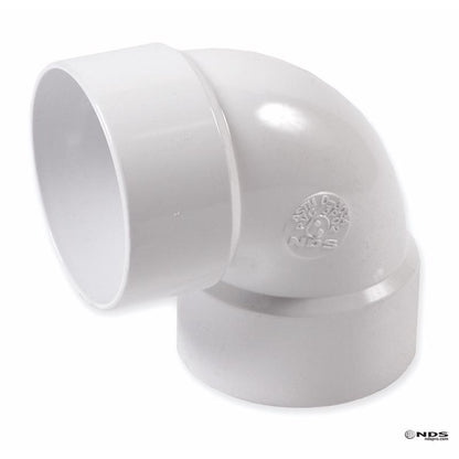 Emery Jensen 3-inch PVC 90-degree elbow fitting for SDR drain systems, made of styrene/PVC for plumbing applications.
