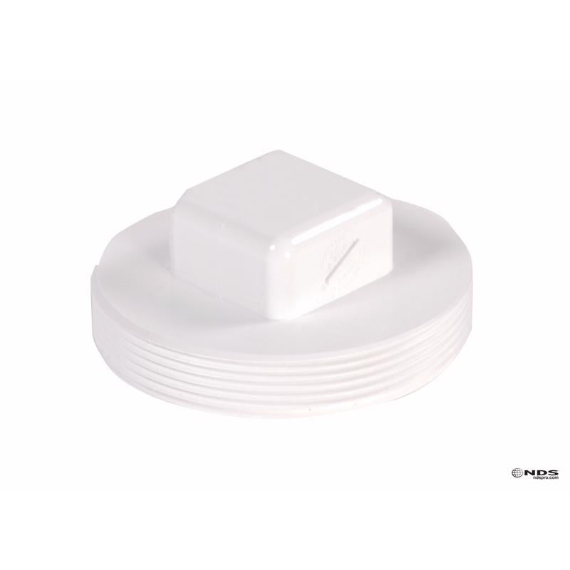 Emery Jensen PVC S&D 6-inch raised plug for drain fitting, made of styrene/PVC for SWR and drain applications.