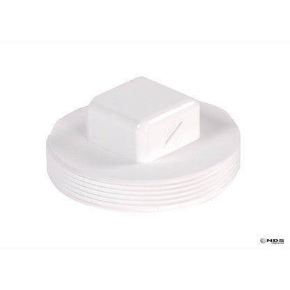 Emery Jensen PVC S&D 6-inch raised plug for drain fitting, made of styrene/PVC for SWR and drain applications.