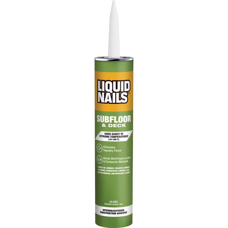 Emery Jensen Construction Adhesive 10oz tube, pack of 12, used for subfloor and deck bonding, with applicator tip for easy use.