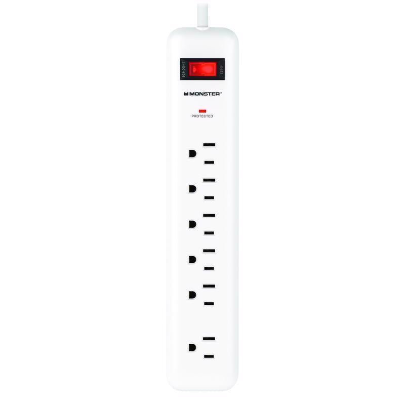 POWR STRIP 6OUT WHT