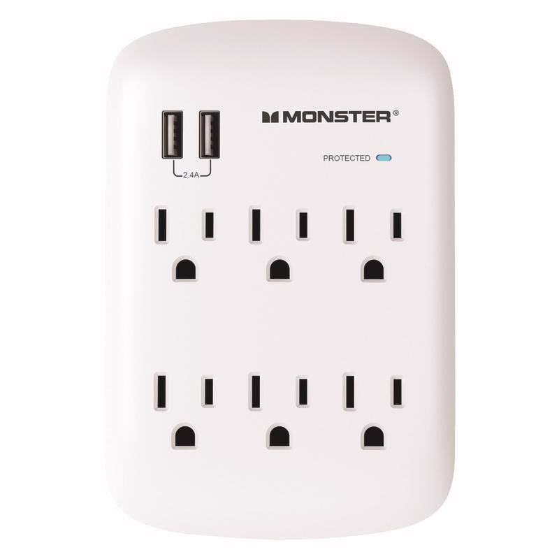 SURG TAP 6OUTLT 2USB WHT