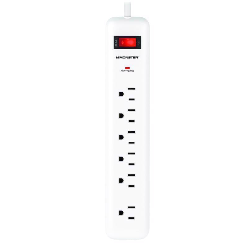 SURGE PROTCTR 6OUT WHT