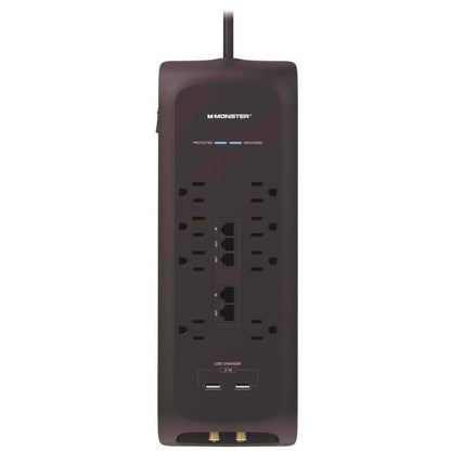 TV SURGE 8OUT 2USB BLK