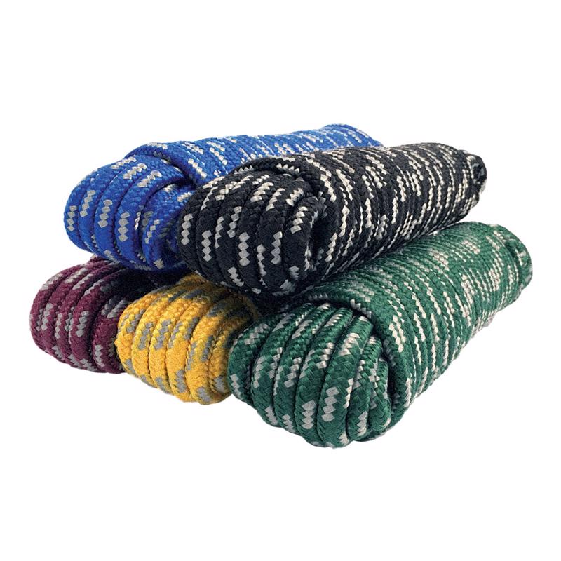 Emery Jensen synthetic filament rope with a braided design, 100-foot length, suitable for marine and outdoor use.