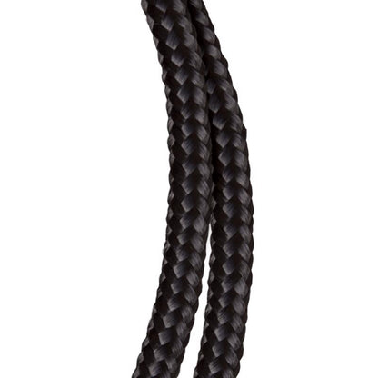 Emery Jensen synthetic filament rope, 1/4 inch diameter, 100 feet long, black color, durable and strong for various applications.