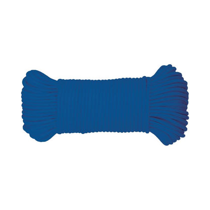 Blue synthetic filament paracord rope by Emery Jensen, 5/32 inch diameter, durable and versatile for outdoor and craft use.