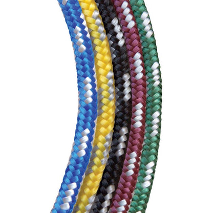 Emery Jensen synthetic filament rope, 100 feet, #8 diameter, versatile poly fiber, shown coiled and ready for use.