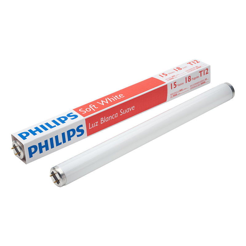 Six Emery Jensen T12 linear fluorescent bulbs, 18-inch, 15W, ideal for commercial or residential lighting applications.