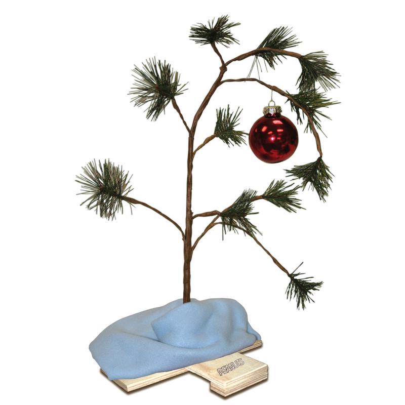 Emery Jensen Charlie Brown 24-inch tabletop accent tree with brown and green foliage, perfect for holiday or seasonal decor.