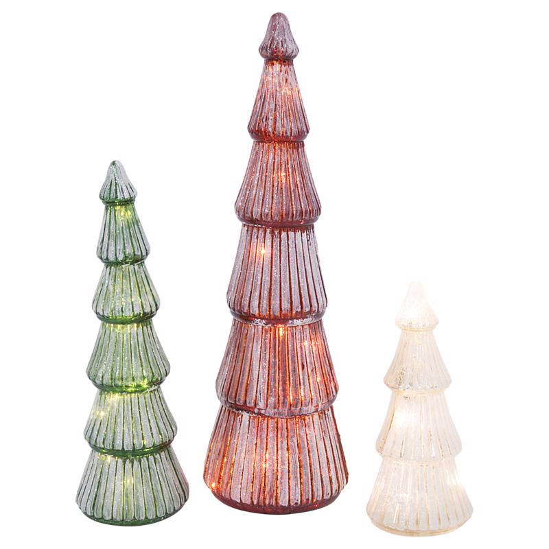 Set of three Emery Jensen tabletop decor pieces with mercury holder design, ideal for enhancing home or event table settings.