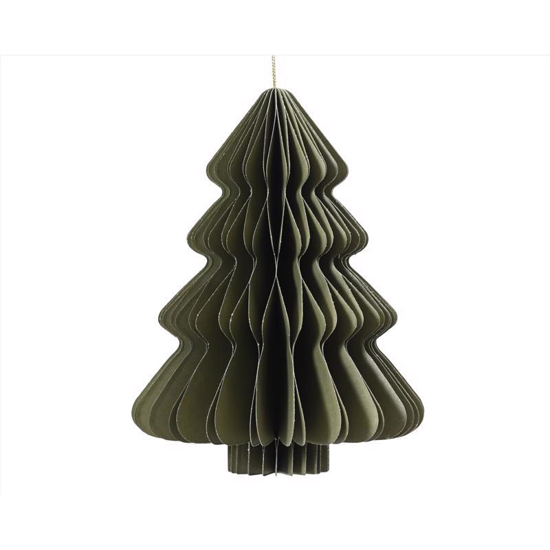 Emery Jensen green paper HNGR tree tabletop decor, 16-inch plant with textured paper leaves for home or event decoration