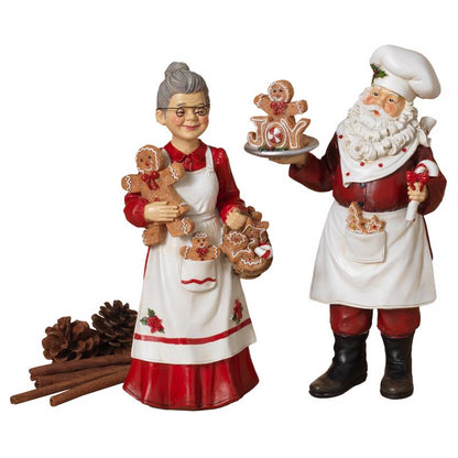 Pack of 6 Mr&mrs CHEF Santa tabletop decor figures by Emery Jensen, featuring festive holiday chef characters.