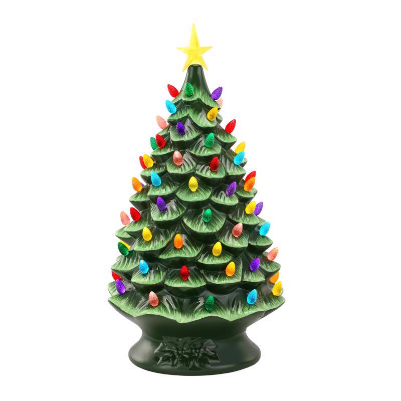 Emery Jensen 24-inch ceramic tabletop tree decorative piece, featuring a nostalgic ceramic design for holiday or home décor.