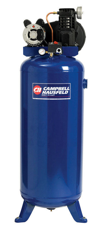 Emery Jensen 3.2hp 60-gallon tank compressor for air tools with large air storage tank and durable metal construction.