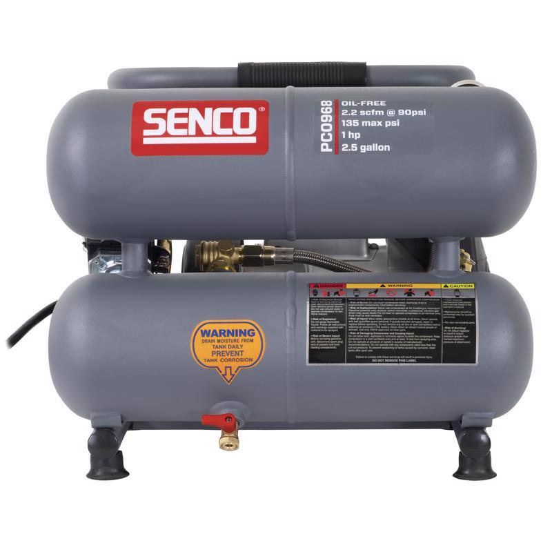 Emery Jensen AIR Compressr-twin 2.5-gallon tank compressor, compact industrial air compressor with dual tanks and sturdy build.