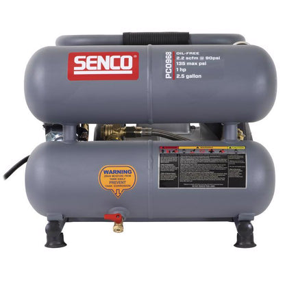 Emery Jensen AIR Compressr-twin 2.5-gallon tank compressor, compact industrial air compressor with dual tanks and sturdy build.