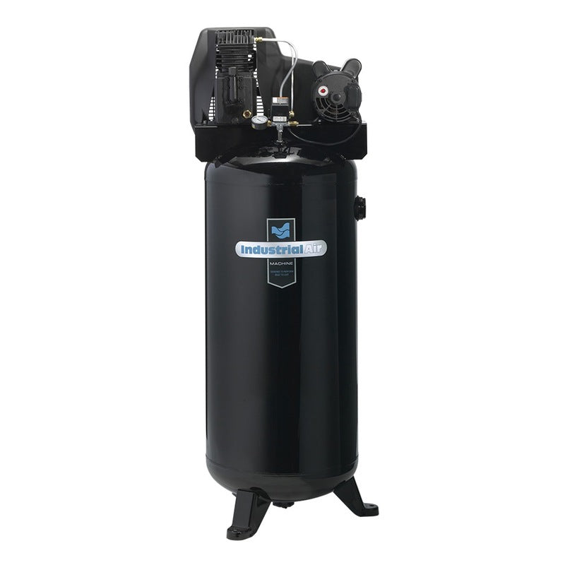 Emery Jensen VERT CMPRSR 60GL tank compressor with 135 PSI, featuring a sturdy metal tank and pressure gauge for industrial use.