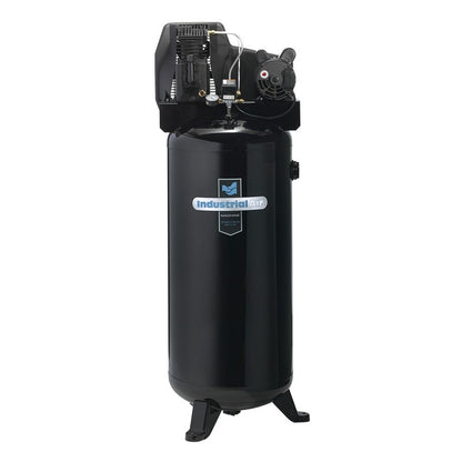 Emery Jensen VERT CMPRSR 60GL tank compressor with 135 PSI, featuring a sturdy metal tank and pressure gauge for industrial use.