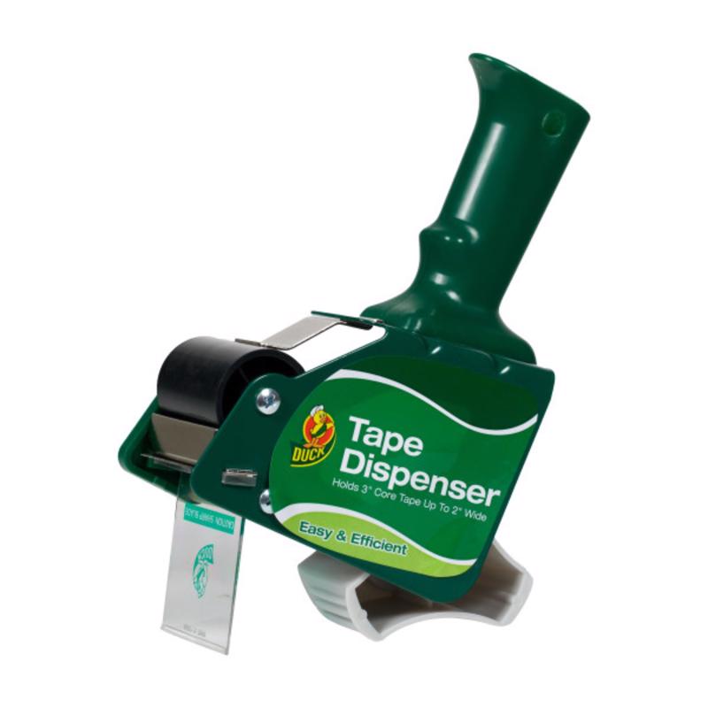 Emery Jensen 2-inch tape dispenser gun for sealing packages, with a sturdy plastic handle and metal tape cutting blade.