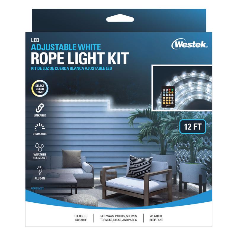 LED rope light kit by Emery Jensen, 12-foot tape lights for indoor and outdoor decorative lighting.