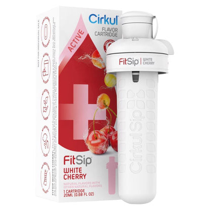 Emery Jensen FLVR CRTRDG White Cherry tea or drink in a clear glass with cherry flavor and fresh ingredients visible.