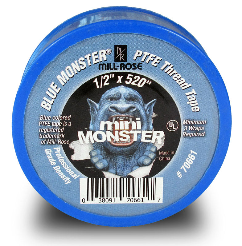 Emery Jensen PTFE Teflon tape, 1/2 inch by 520 feet, blue, used for sealing pipe threads and plumbing connections