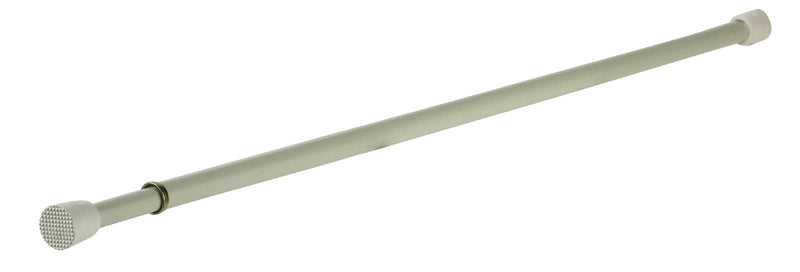 Emery Jensen tension rod, adjustable 18-28 inches, white, for hanging curtains or lightweight drapes.