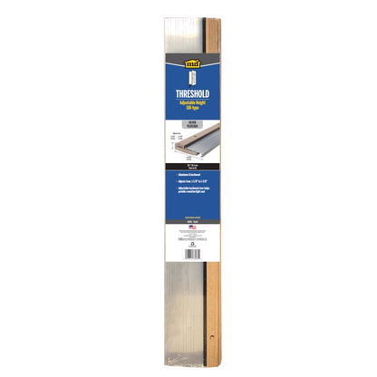Adjustable 36-inch silver threshold from Emery Jensen, designed for doorways and floor transitions.