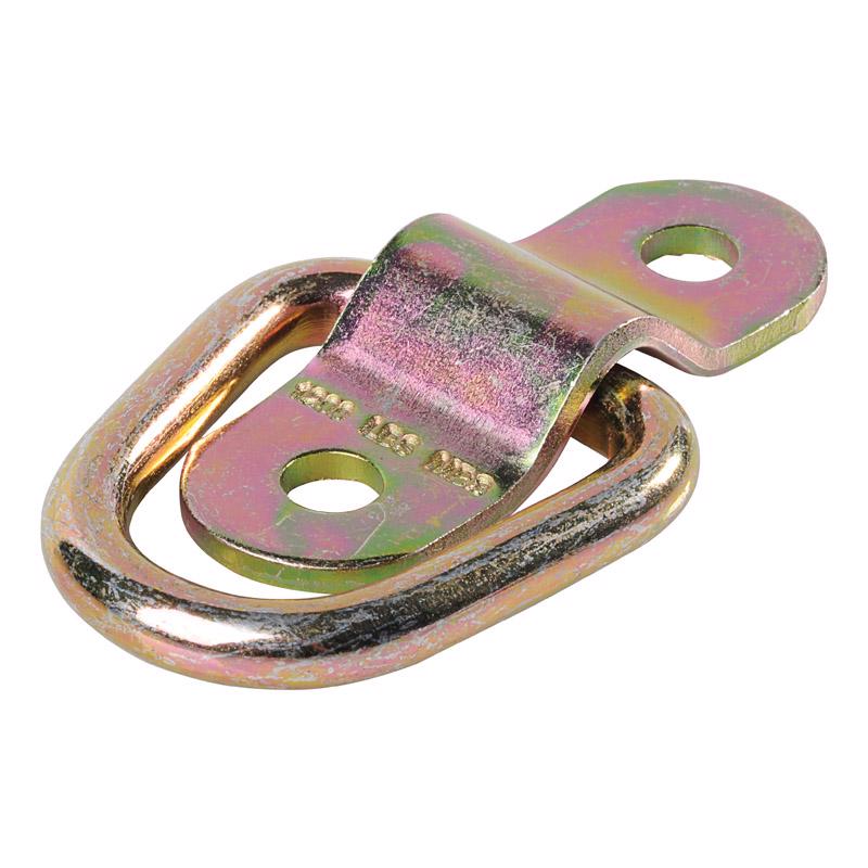 Emery Jensen tie-down with D-ring and bracket for secure cargo fastening, durable metal construction.