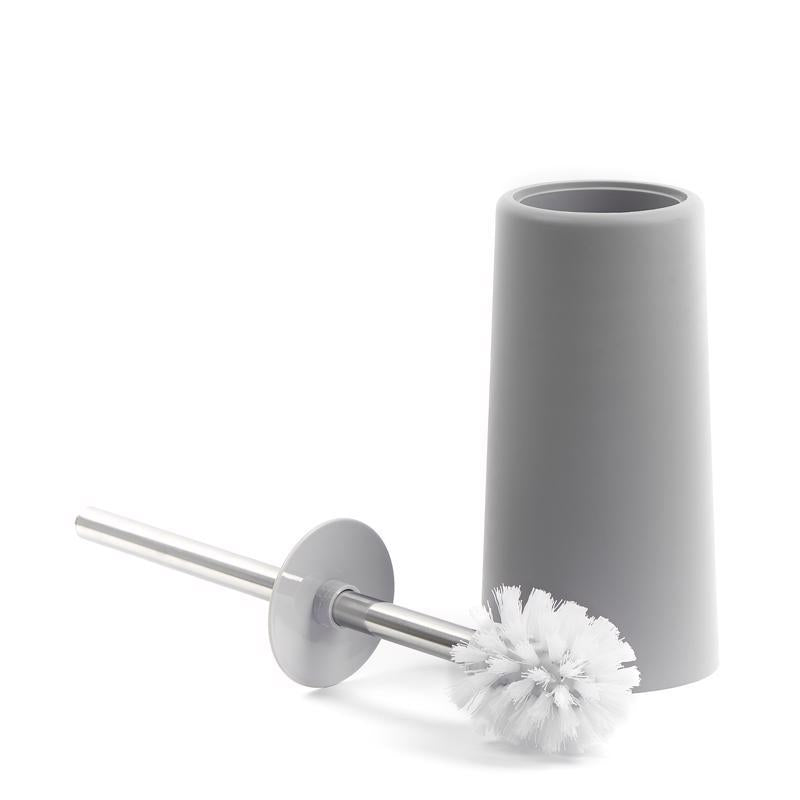 Emery Jensen toilet brush with holder, durable plastic handle and cleaning brush for bathroom toilet cleaning.