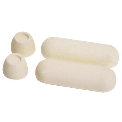 Emery Jensen universal toilet seat bumper for repair, shown attached to a white toilet seat in a bathroom setting.